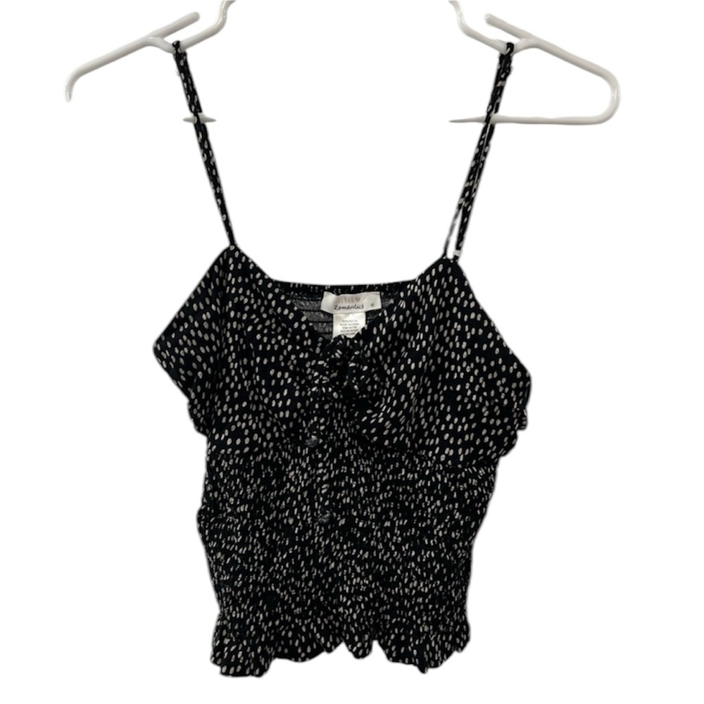 Urban Romantics Black & White Dot Patterned Stretchy Tank Top Size XL (16-18)
